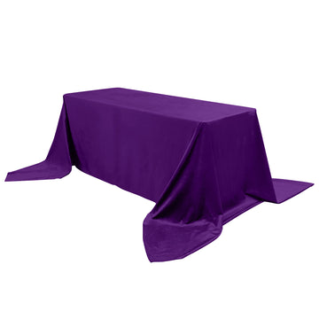 90"x156" Purple Seamless Premium Velvet Rectangle Tablecloth, Reusable Linen