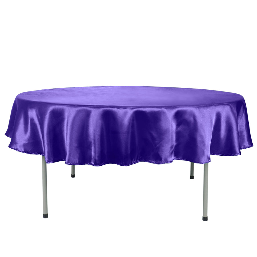 90 inch Purple Satin Round Tablecloth