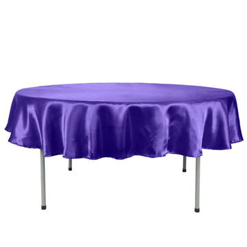 90" Purple Seamless Satin Round Tablecloth