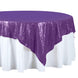 72" Premium Stripe Sequin Square Overlay For Wedding Catering Party Table Decorations - Purple