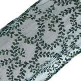  Sparkly Hunter Emerald Green Leaf Vine Sequin Tulle Table Runner#whtbkgd
