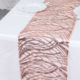 Create an Enchanting Atmosphere with the Blush Wave Embroidered Sequins Table Runner Create an Enchanting Atmosphere with the Blush Wave Embroidered Sequins Table Runner