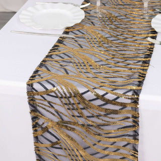 The Perfect Addition to Your Event Decor: Black Gold Sequins Table Runner The Perfect Addition to Your Event Decor: Black Gold Sequins Table Runner