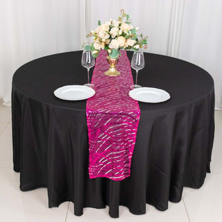 Add a Touch of Opulence with the Fuchsia Silver Wave Embroidered Sequins Table Runner Add a Touch of Opulence with the Fuchsia Silver Wave Embroidered Sequins Table Runner