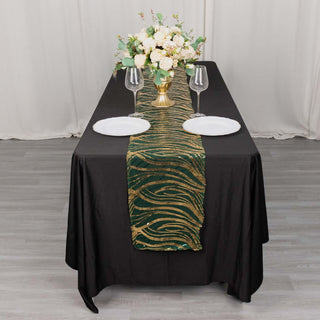 Add Opulence to Your Table with the Hunter Emerald Green Gold Wave Embroidered Sequins Table Runner Add Opulence to Your Table with the Hunter Emerald Green Gold Wave Embroidered Sequins Table Runner