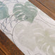 11x108inch White Green Non-Woven Monstera Palm Leaves Print Table Runner, Spring Summer Kitchen
