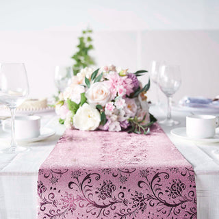 Glamorize Your Tables with the 9ft Rose Gold Glamorous Vintage Floral Table Runner