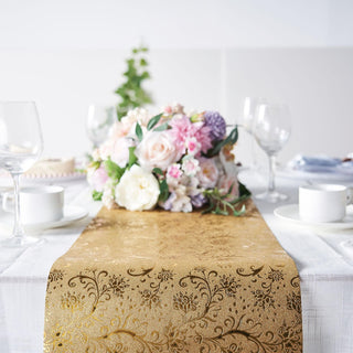 Glamorous Gold Vintage Floral Table Runner
