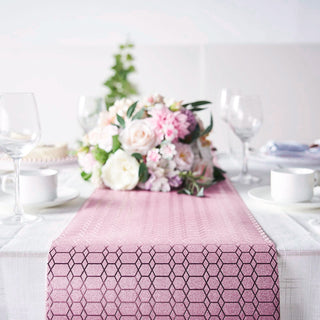 Glamorize Your Event with the Rose Gold Honeycomb Print Table Runner Glamorize Your Event with the Rose Gold Honeycomb Print Table Runner