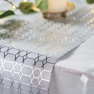 Add a Touch of Glamour to Your Event with the Silver Honeycomb Print Table Runner
