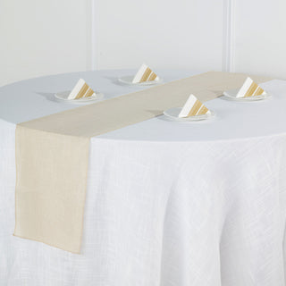 Elegant Beige Linen Table Runner for Stylish Tablescapes
