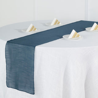 Add a Touch of Elegance with the Blue Linen Table Runner