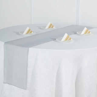 Add a Touch of Elegance to Your Table with the Silver Linen Table Runner