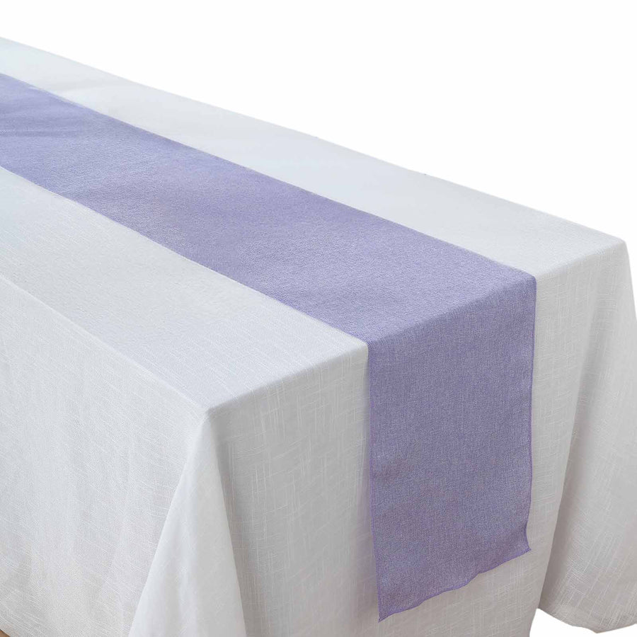 14x108inch Lavender Lilac Boho Chic Rustic Faux Jute Linen Table Runner#whtbkgd