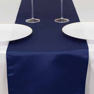 <span>Elegant Navy Blue Seamless Lamour Satin Table Runner 12"x108"</span> <span>Elegant Navy Blue Seamless Lamour Satin Table Runner 12"x108"</span>