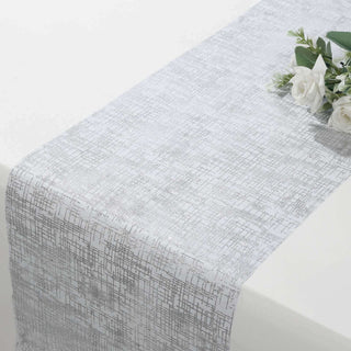 Elevate Your Table Setting with Shiny Silver Glitter Mesh Polyester Table Runner Elevate Your Table Setting with Shiny Silver Glitter Mesh Polyester Table Runner