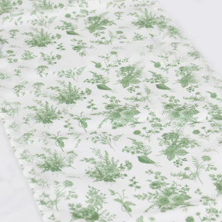 Elegant Dusty Sage Green Polyester Table Runner