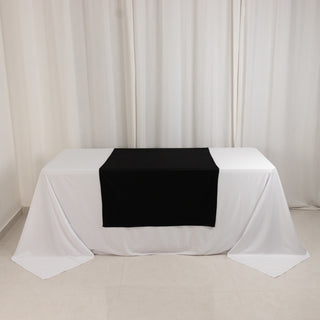 Seamless and Wrinkle-Resistant Black Wide Polyester Table Runner Seamless and Wrinkle-Resistant Black Wide Polyester Table Runner