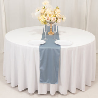Premium Wrinkle-Free Scuba Polyester Table Runner in Dusty Blue Premium Wrinkle-Free Scuba Polyester Table Runner in Dusty Blue