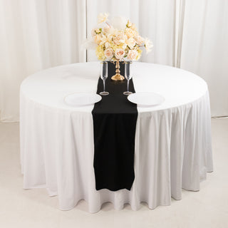 <span>Elegant Black Scuba Polyester Table Runner</span> <span>Elegant Black Scuba Polyester Table Runner</span>
