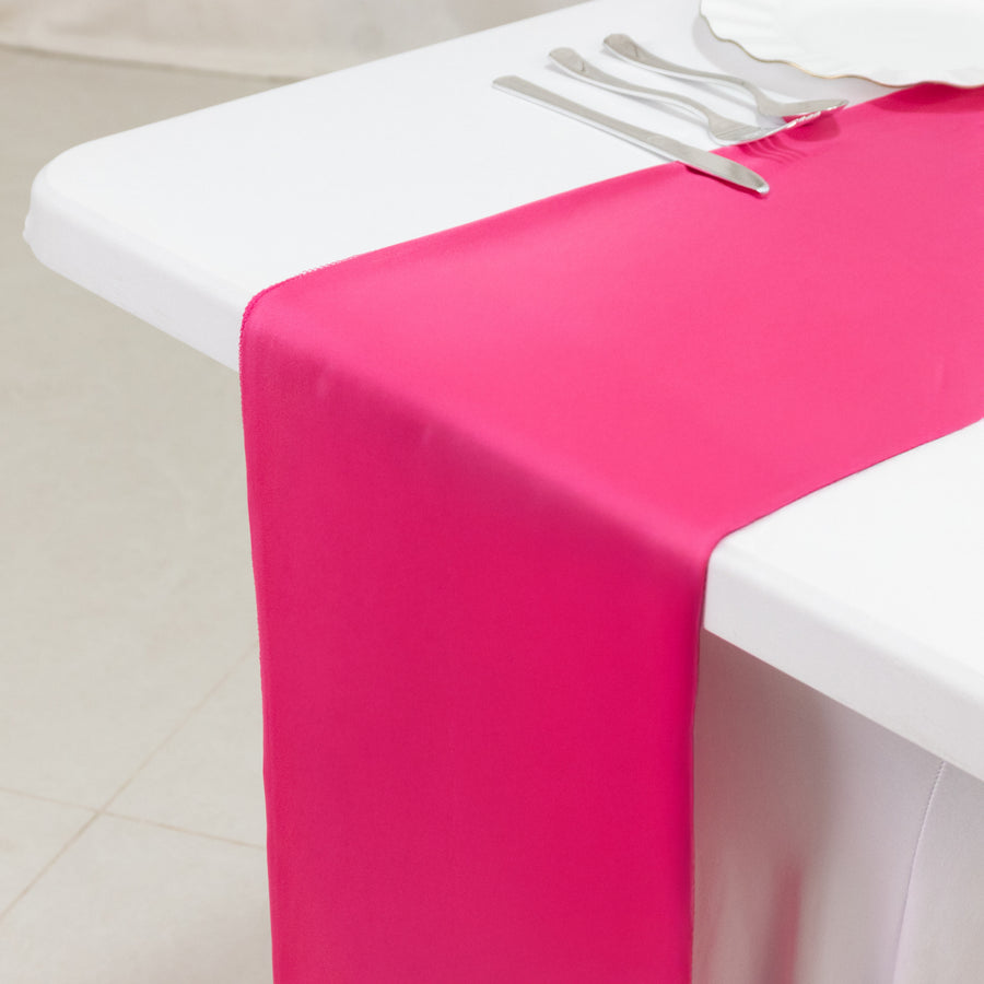 Scuba Polyester 12x108inch Table Runner Fuchsia - Wrinkle-Free Table Linen