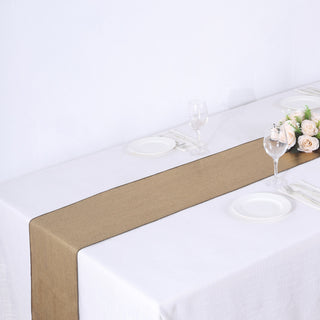 Create an Aura of Timeless Beauty with the Antique Gold Polyester Wrinkle-Free Table Runner