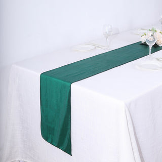 Enhance Your Table Setting with the Hunter Emerald Green Polyester Wrinkle-Free Table Runner
