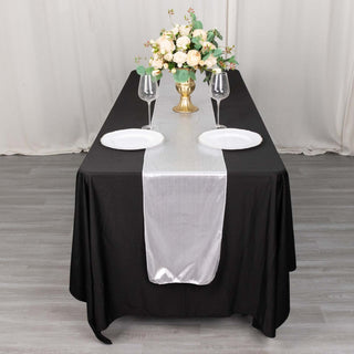 Elevate Your Event Decor with the Silver Shimmer Sequin Dots Polyester Table Runner Elevate Your Event Decor with the Silver Shimmer Sequin Dots Polyester Table Runner