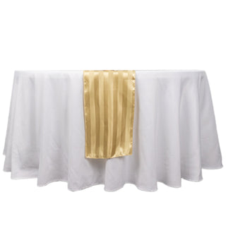 Unveil the Potential of Your Event with the Champagne Satin Stripe Table Runner