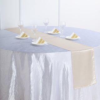 Elegant Beige Satin Table Runner Elegant Beige Satin Table Runner