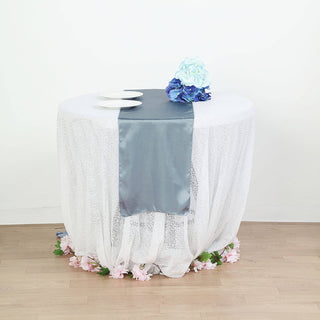 Dusty Blue Satin Table Runner: The Perfect Finishing Touch Dusty Blue Satin Table Runner: The Perfect Finishing Touch