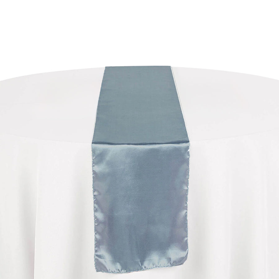 12"x108" Dusty Blue Satin Table Runner#whtbkgd