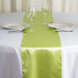 Add a Touch of Sophistication with the Apple Green Satin Table Runner