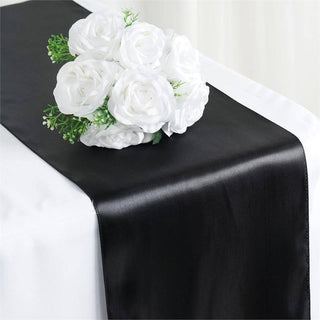 Add Elegance to Your Event with the Black Satin Table Runner