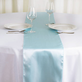 Durable and Stylish Light Blue Satin Table Runner Durable and Stylish Light Blue Satin Table Runner