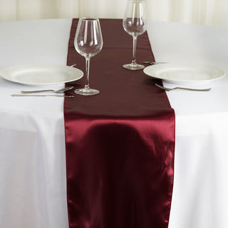 Create a Luxurious Setting with the Burgundy Satin Table Runner