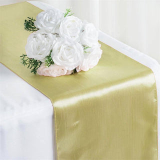 Elevate Your Event with the Champagne Satin Table Runner Elevate Your Event with the Champagne Satin Table Runner