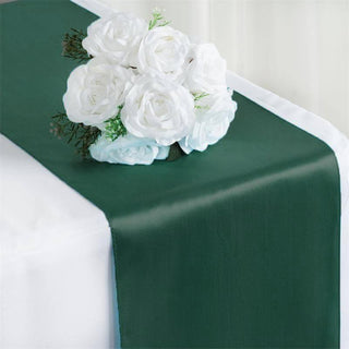 Add Elegance to Your Event with the Hunter Emerald Green Satin Table Runner Add Elegance to Your Event with the Hunter Emerald Green Satin Table Runner