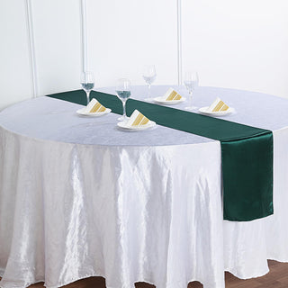 Create a Stunning Tablescape with the Hunter Emerald Green Satin Table Runner