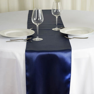 Add a Touch of Elegance with the Navy Blue Satin Table Runner