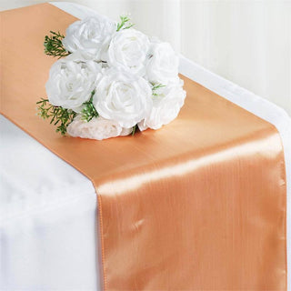 Add a Touch of Elegance with the Peach Satin Table Runner