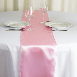 Elevate Your Wedding Decor with the Pink Satin Table Runner