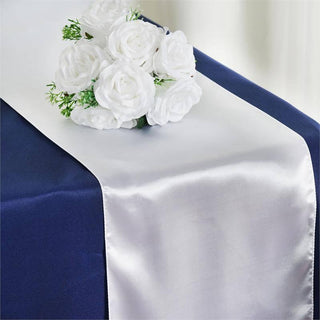 White Satin Table Runner for Elegant Events White Satin Table Runner for Elegant Events