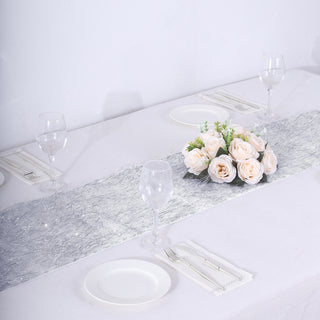 Create Memorable Dining Occasions with the Silver Metallic Fringe Shag Tinsel Table Runner