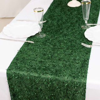 Craft an Exquisite Gathering with the Green Fringe Shag Polyester Table Runner Craft an Exquisite Gathering with the Green Fringe Shag Polyester Table Runner