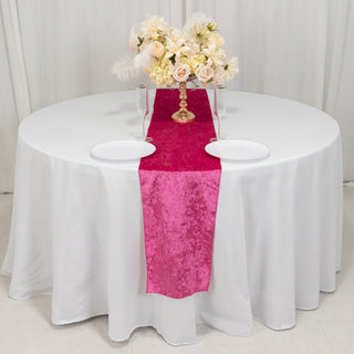 Luxurious Fuchsia Premium Crushed Velvet Table Runner Luxurious Fuchsia Premium Crushed Velvet Table Runner