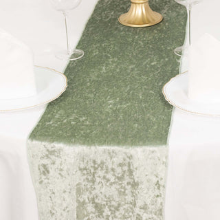 Create Unforgettable Moments with the Sage Green Crushed Velvet Table Runner Create Unforgettable Moments with the Sage Green Crushed Velvet Table Runner