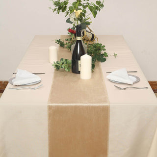 Champagne Premium Velvet Table Runner - Add Elegance to Your Event Champagne Premium Velvet Table Runner - Add Elegance to Your Event