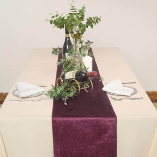 Elegant Eggplant Premium Velvet Table Runner
