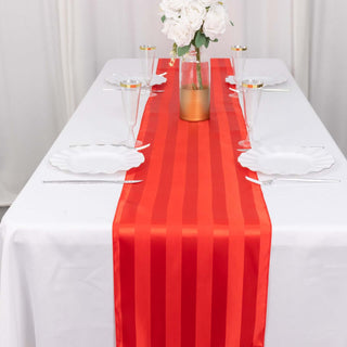 Elevate Your Table Setting with the Red Satin Stripe Table Runner Elevate Your Table Setting with the Red Satin Stripe Table Runner